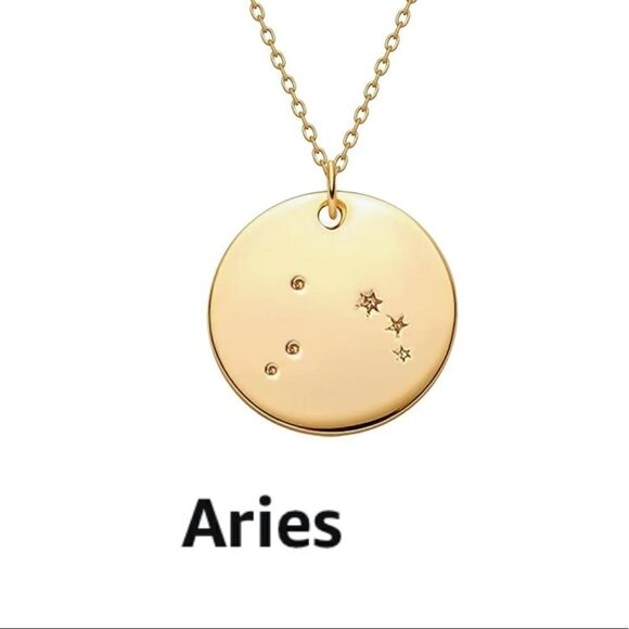 Aries Zodiac Sign Disc Astrology Necklace - Picture 1 of 8